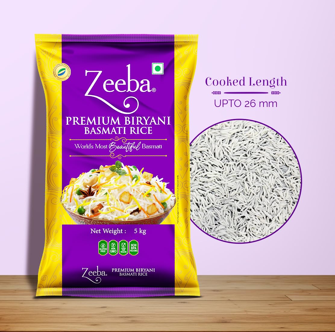 Zeeba Premium Biryani Rice 5 Kg, Chef's Choice, Restaurant Style